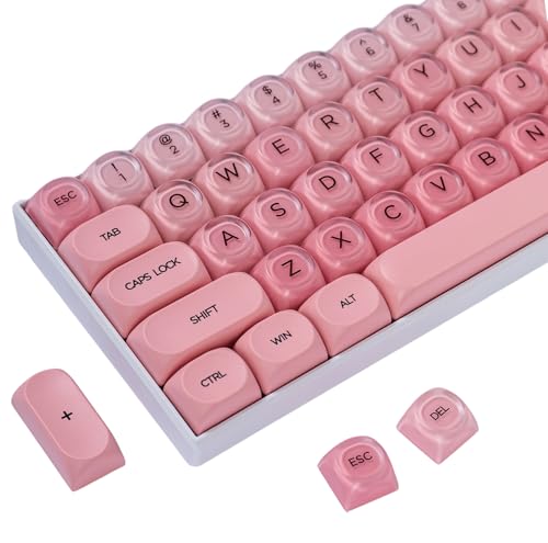 132キー PBTキーキャップ、ピンク Jelly Keycap、Foundation キュートな透明ダブルショットキーキャップ、MOAプロファイルキーキャップセット US配列、61/64/87/104/108 Cherry MXスイッチ搭載メカニカルキーボードに対応 (Jelly Pink)（Amazon）