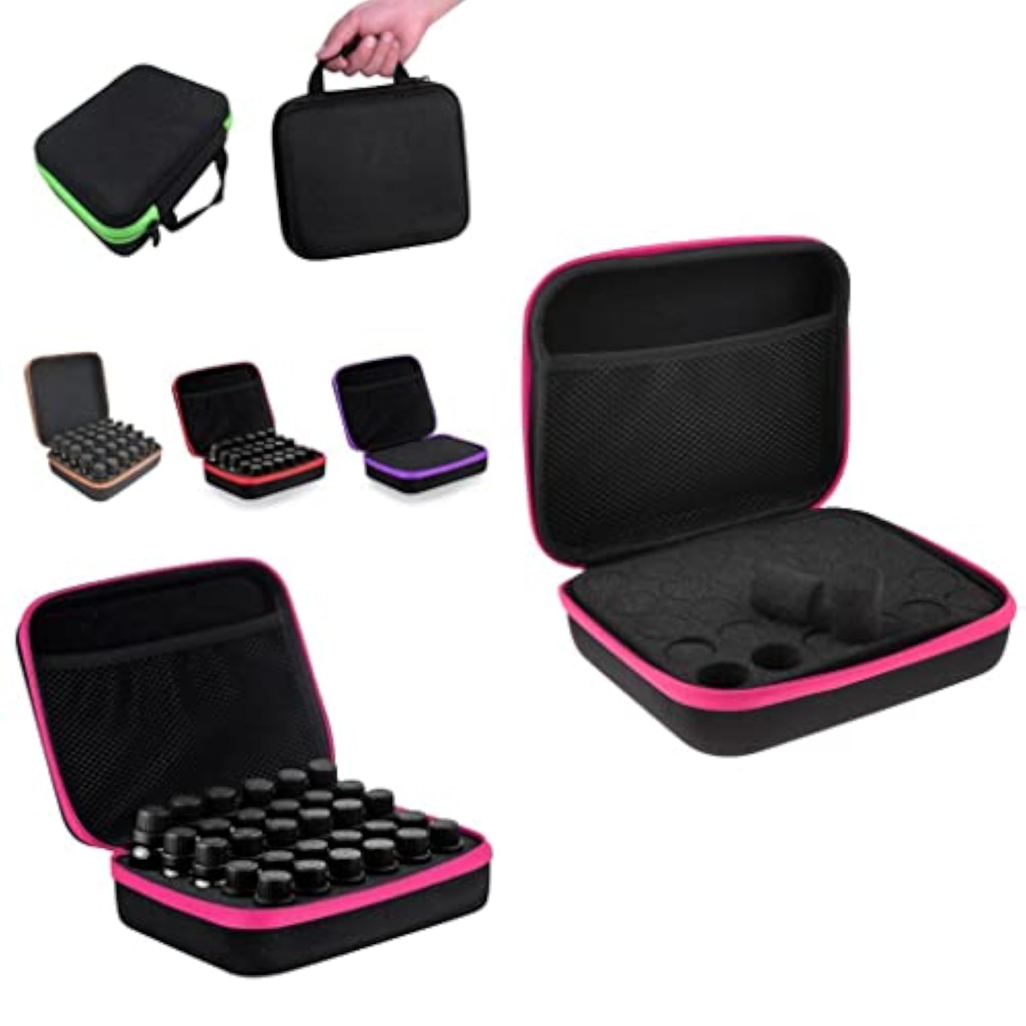 30 Bottles Essential Oil Carry Case Holder Storage Bag Box, Pink