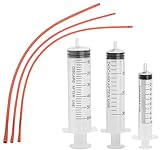 Pet Feeding Supplies Kit-3 Pack Red Rubber Feeding Tube(8Fr, 10Fr, 14Fr) With 3 Pack 10/30/60 Ml Syringes For Lamb,Goat,Sheep,Puppy,Kitten Whelping Feeding Watering