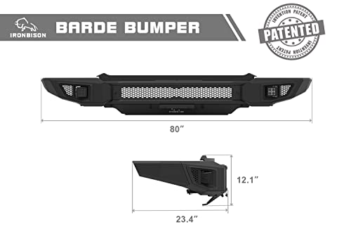 Image of IRONBISON Front Bumper For 2019-2024 RAM 1500 (Exclude Rebel & TRX Trim, 19-24 Classic and 20-22 Diesel models) RAM 1500 Bumper Guard with Fog Lights Can Add 30 inch LED Light Bar Fine Texture Black