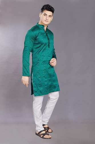 Image of DIVISIVE Men's Jequard Embroidered Art Silk Slim Fit Only Kurta