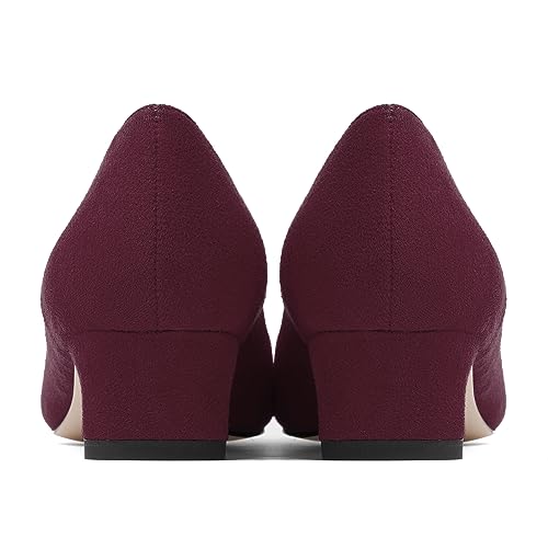 SHOWFOREST Womens Solid Dress Round Toe Business Suede Slip On Block Low Heel Pumps Shoes 1.5 Inch4