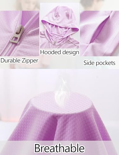 AUBIG Athletic Sun Protection Hoodie for Kids Long Sleeve UPF50+ Thin Zip Soft Running Fishing Top for Boys Girls3