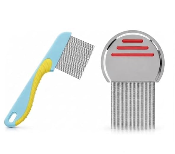 Image of LUXURY TOUCH 2-Piece Stainless Steel Lice Egg and Lice Comb for Men & Women | Nit Removal Comb with Long Handle lice com - (Pack of 2)
