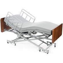 Real Relax Premium 3 Function Full Electric Hospital Bed with Mattress, Ultra Low Electric Medical Bed with 6" Foam Mattress, Adjustable Height 7.2-27.7, with Locking Casters, 530LBS Loading