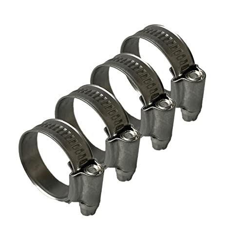 Hi-Grip Hose Clamps Clips Stainless Steel - British Type - Pipe Clamp 40-55mm, 4PCS, Silver