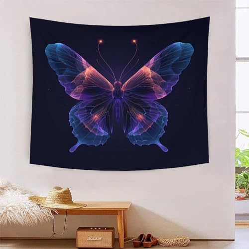 Tapisserie art mural papillon tissu haut de gamme grand format decoration salon