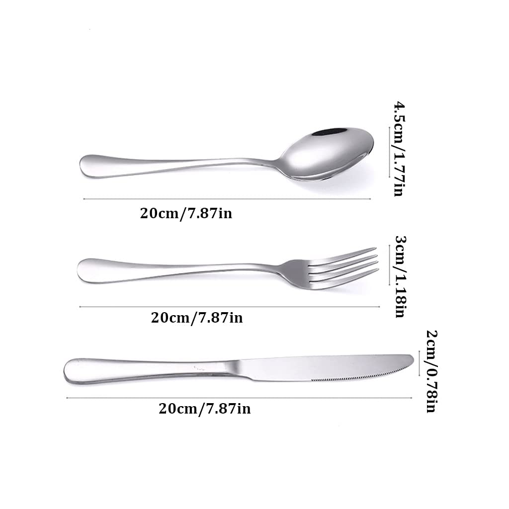 Juego de Cubiertos de Cuchillo, Tenedor y Cuchara de Alta Gama, Juego de Cubiertos de Acero Inoxidable, para Restaurante Familiar, Fiesta de Bodas (Plata 18)