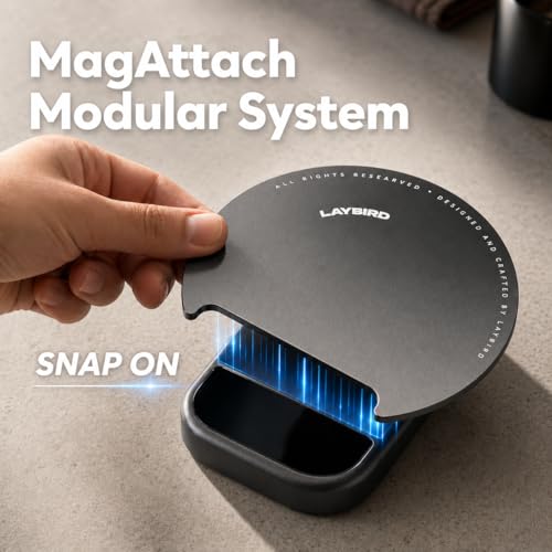 Image of LAYBIRD MagAttach 3-in-1 Coffee Scale with Timer - Precision Espresso & Pour Over Scale with Flow Rate and Brew Ratio Display, Includes Magnetic Dosing Cup and Extension Platform Brewing Accessories