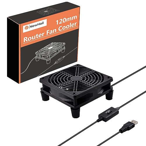 NewHail Cichy wentylator 120 mm z 3 regulowanymi prędkościami, DC 5 V USB Powered Cooling obudowa wentylator do routera, modemu, odbiornika, DVR, PlayStation TV, komputera, kabiny AV, NHF-0025