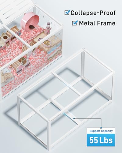 Image of BUCATSTATE Hamster Cage 3.0: Metal Large Rat Cage Stackable with Top Access Easy Assemble 39.3L x 19.7W x 20.6H Inches Dwarf Syrian Hamster Tank for Gerbil Mouse (5.4 ft, White)