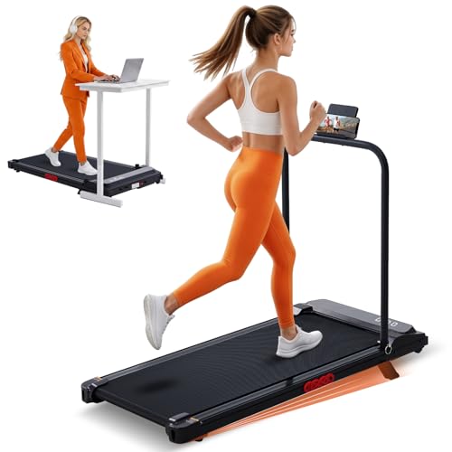 Image of Walking Pad Treadmill with Handle Bar, 3.0HP Portable Electric Treadmills for Exercising, 0.6-7.6MPH Mini Walking Pad Treadmill with Incline, Under Desk Treadmills for Home Small, 350LBS