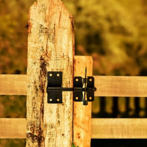 Image of WRINGKIT Self-Locking Gate Latch, Carbon Steel Heavy Duty Post Mount, 5.5 inch Door Security Latches, Automatic Gravity Gate Latch for Wooden Fence, Shed, Garden, Yard (Pack of 2)