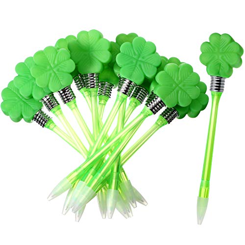 St. Patrick's Day LED Ballpoint Pens Four Leaf Clover Flashing Glow in the Dark Pens  (12)