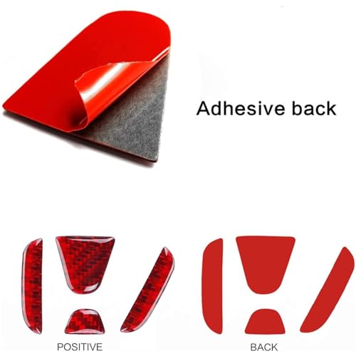 Image of Compatible with Car Rear Tailgate Emblem Logo Trim Accessories Carbon Fiber Emblem Badge Decal Cover Sticker for Honda CRV 2022,Red