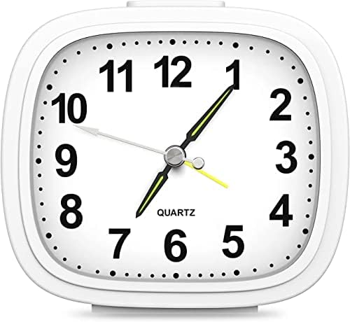AMIR Analog Alarm Clocks for Bedrooms, Newest 4'' Super Silent Non Ticking Battery Operated Small Analog Clock, Ascending Beep Sounds Snooze Light Functions Loud Alarm Clock for Heavy Sleepers