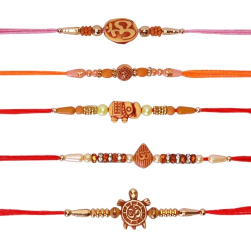 Set of 5 Fancy Rakhi forRaksha Bhandan Handmade Rakhi Bracelet With Stone Work Design For Brother Bhaiya Celebration Hindu Festival of Rakshabandhan