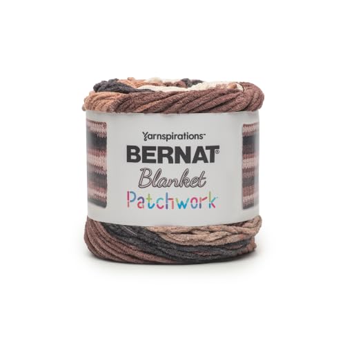 Image of Bernat Blanket Patchwork Yarn for Crocheting Soft, Coffee Bar, 2-Pack | #6 Super Bulky Yarn, 100% Polyester, Soft Crochet Yarn for Blankets, Knitting & DIY Crafts, 220yds, 300g /10.5oz per skein