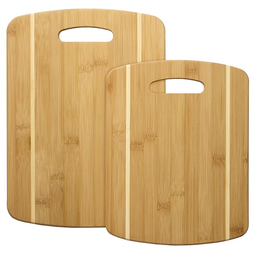 Set de 2 tablas de cortar de bambú, tamaño grande y mediano miniatura 1