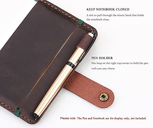 Couverture en cuir carnet de notes 8,9x14 de poche fait main café