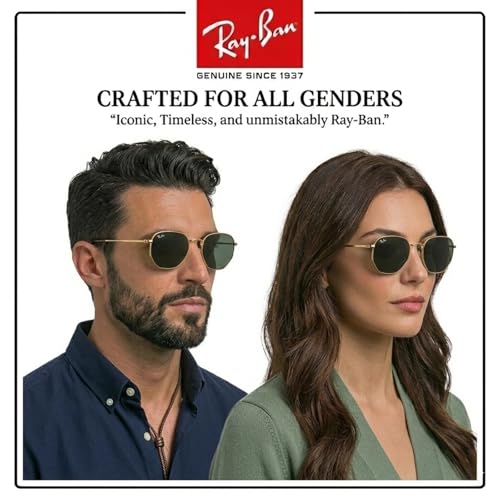 Image of Ray-Ban RB3548N HEXAGONAL FLAT LENSES Square-Round Shape Sunglasses for Men & Women with Official Eyewear Kit