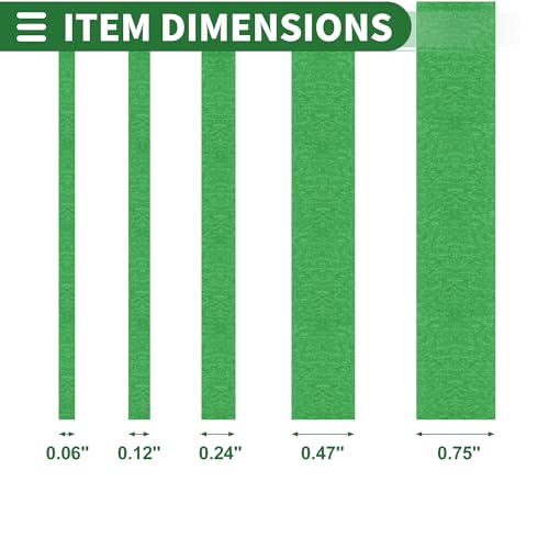 Image of Motoforti Universal Painters Tape Masking Master Tape 0.15cm /0.3cm /0.6cm /1.2cm /1.9cm x 55m Easy Removal Crepe Paper Green 5 Pcs