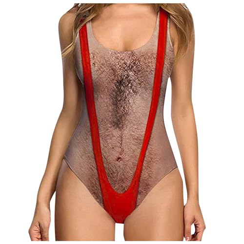 Funny Swimsuits for Women Hairy Chest Bathing Suit One Piece Swim...