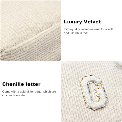 LETGO Birthday Small Personalized Initial Monogram Makeup Bag,Preppy Corduroy Makeup Bags Travel Toiletry Bag Cute Pouch Purse for Her Mom Girlfriend Wife Sister Teacher Bridesmaid