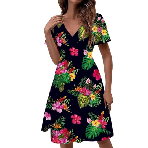 Image of Women's Summer Formal Dresses Short Sleeve Wrap V Neck Dresses Bridesmaid Wedding Guest Dress with Pockets