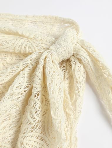 ZAFUL Women's Sarong Coverups Solid Textured Mesh Scalloped Hem Triangle Cover-Up Dress3