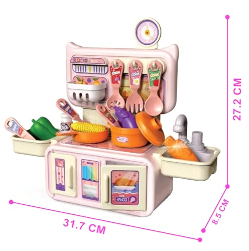 Image of VGRASSP Dream Kitchen Playset Toy Pretend Play Realistic Cooking Action Modern Kitchen Set - Real Like Working Sink - Random Color As Per Stock (Without Stove Small)