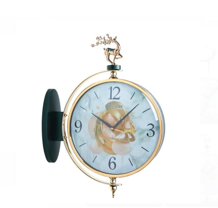 Lucario Luxury Look Deer Round Wall Hanging Double Sided 2 Faces Retro Station Wall Clock (W8 Green) (B0D6GKJXBQ) Amazon Price History, Amazon Price Tracker