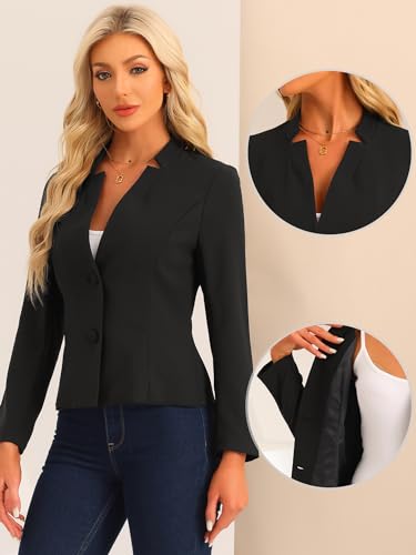 Allegra K Casual Blazer for Women's Notched Collar Long Sleeve Slim Work Office Blazer Jacket2