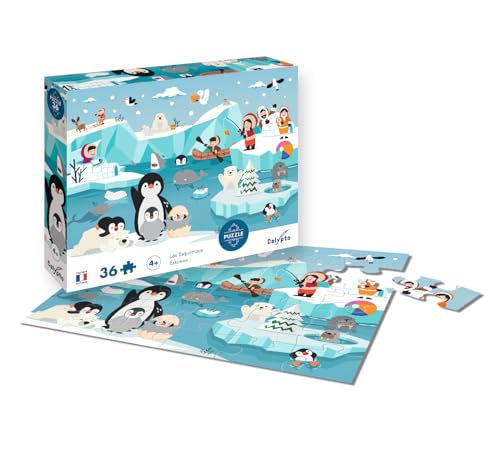 Sentosphère Calypto 3907605 Polar, 36 Teile Puzzle mit Soft-Touch, Kinderpuzzle mit großen Teilen und samtiger Oberfläche inkl. Puzzleposter, für Kinder ab 4 Jahren, Nachauflage