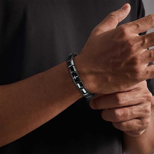Pulsera de cruz de hematita para hombre miniatura 2