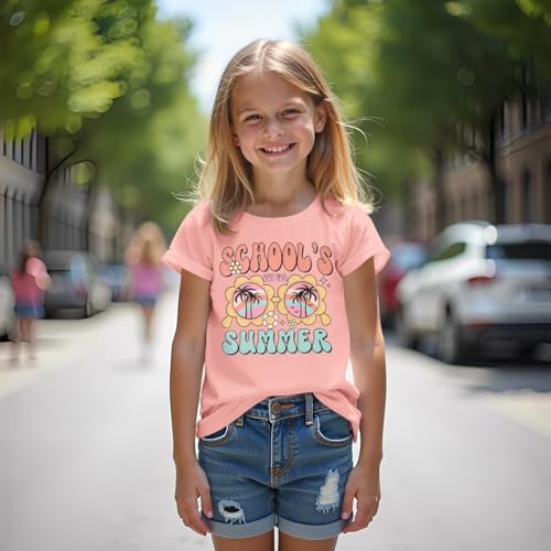 Girls School's Out for Summer Shirt Last Day of School T-Shirt Kids Funny Graphic Summer Break Short Sleeve Tees Tops4