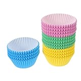 Mipcase 400 Piezas Papel para Cupcakes Resistentes la Grasa Moldes Mini para Hornear Muffins y Pasteles Colores Surtidos Azul Verde Amarillo Aptos para Fiestas Horno y Uso Diario