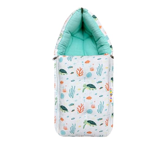 Image of NEW COMERS 3 in 1 Carry Nest Portable Cushion Bed with Waffle Texture Soft 100% Pure Muslin Padding Lightweight Travel Friendly Multi-Use Carry Wrap with Secure Support Design | Unisex Carry Bag Nest