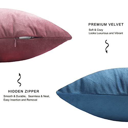 Mekajus Throw Pillow Covers 18X18 Set Of 4 Decorative Pillow Covers Soft Velvet Pillow Covers Couch Pillows For Living Room Sofa Car Home Decor (Pink/Blue) #TOP3