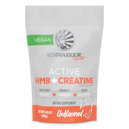 Sunwarrior HMB + Creatine Monohydrate Powder Micronized PreWorkout Leucine Recovery Supplement for Men & Women 240g Pouch | Unflavored 30 Servings