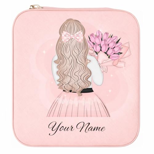 Image of Personalized Jewellery Organizer Case for Women | Custom Name Travel Jewelry Box with Ring, Earring & Necklace Storage | Compact, Elegant Gift for Girls & Women (Silk Grace)