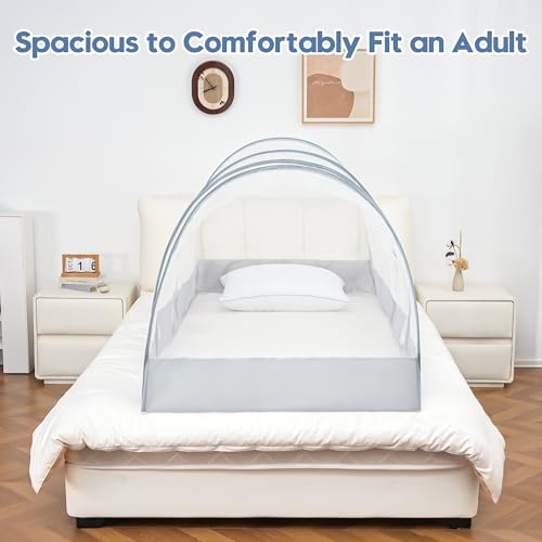 Mosquito Net for Twin Size Bed Bunk Bed Sleeping Pad, Pop Up Mosquito Tent Fully Closed 78.7“x39.4”x35.4“, Portable Foldable Bug Net for Camping Travel Patio Outdoor, Screen Tent for One Person by WYBITNY - Used condition - Image 6