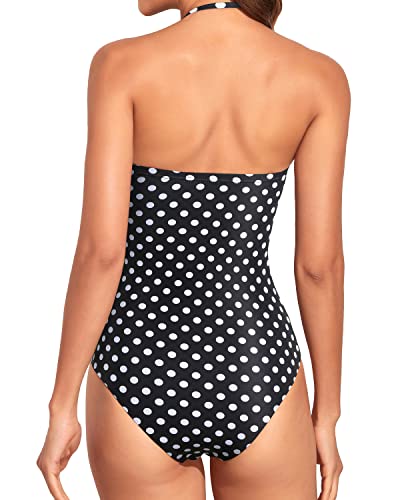 Image of Holipick Women Tummy Control One Piece Swimsuits Strapless Bandeau Bathing Suits Slimming Halter Swimwear