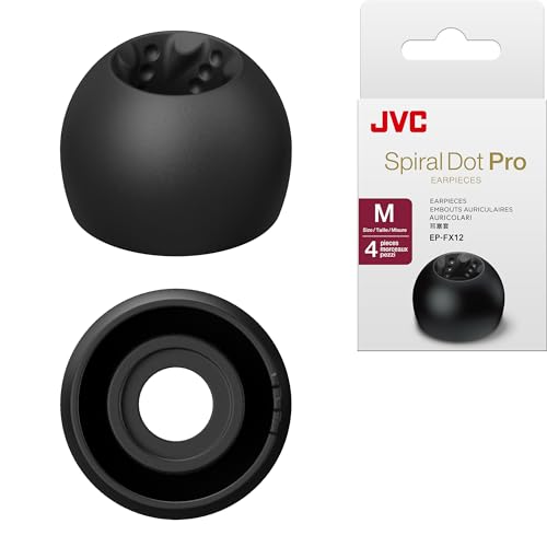 JVC EPFX12 Spiral Dot Pro Earpieces – 2 Set of (4) Ear Tips, Sizes Small Through Large, Fits Many JVC Models (Medium 12mm)