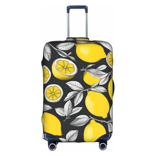 Lemon Fruit Pattern Print Travel Elastic Suitcase Luggage Baggage Cover Protector, Washable And Anti-Scratch