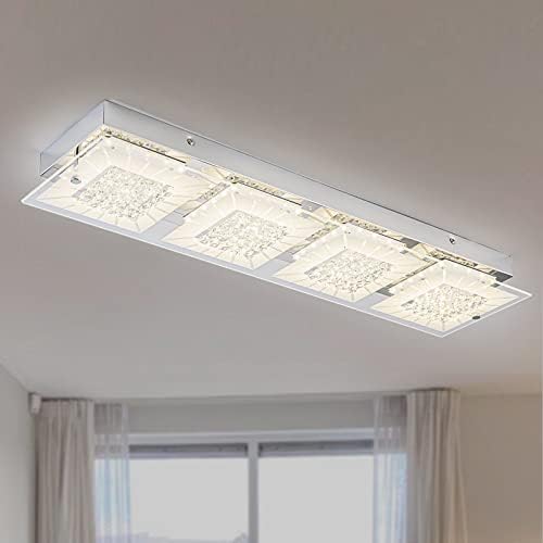 Uznhty Flush Mount Ceiling Light Crystal Chandeliers Bedroom Lights for Ceiling LED Minimalist Fixture 2640LM 4000k Dimmable,for Cloakroom,Closet,Hallway,Laundry Room,Bedroom