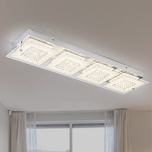 Uznhty Flush Mount Ceiling Light Crystal Chandeliers Bedroom Lights For Ceiling Led Minimalist Fixture 2640Lm 4000K Dimmable,For Cloakroom,Closet,Hallway,Laundry Room,Bedroom #TOP2