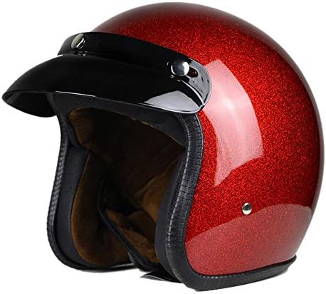 Woljay 3/4 Open Face helmet, Motorcycle Helmet Flat Red (M)
