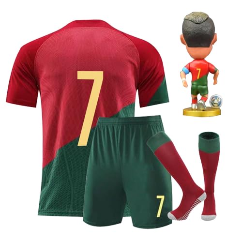 URAISEUS #7 Boys' Soccer Jerseys Sports Team Training Uniform Boys and Girls Youth Shirts and Shorts Set (as1, Age, 8_Years, 9_Years, Red/Green)
