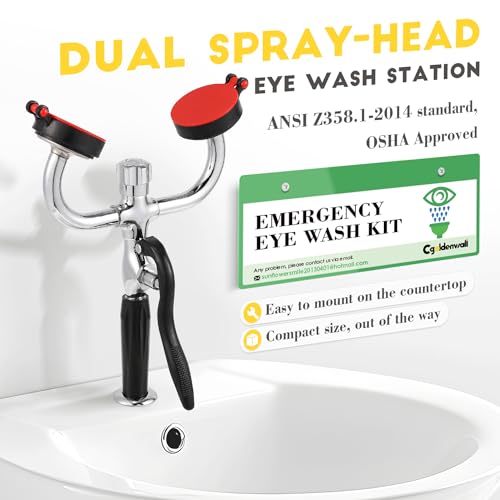 CGOLDENWALL Handheld Eyewash Station Drench Hose Eye Wash Station Eye Face Washing Spray Head, 140mm Drench Hose, Eye Wash Kit for Lab Industrial (Desk Mounted）